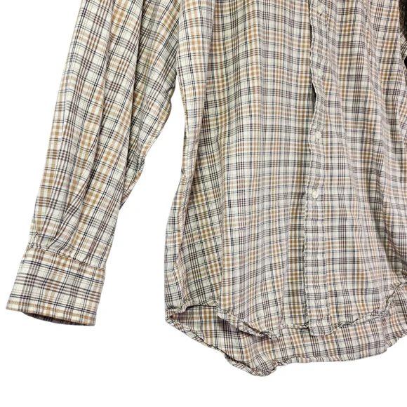 Ralph Lauren Blake Plaid Button Down Shirt Mens Medium Brown Tan Cotton Classic - Picture 12 of 14
